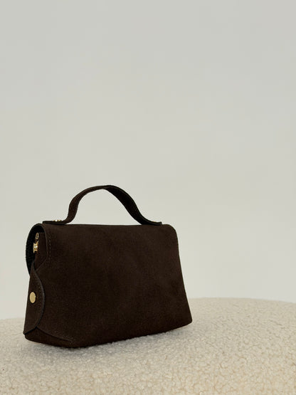 Borsa in vera pelle scamosciata