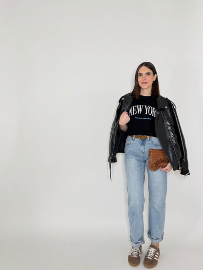T-shirt in cotone "New York" Nera