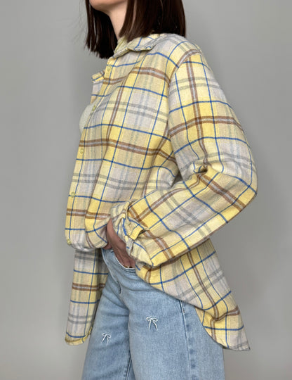 Camicia check in flanella di cotone giallo pulcino