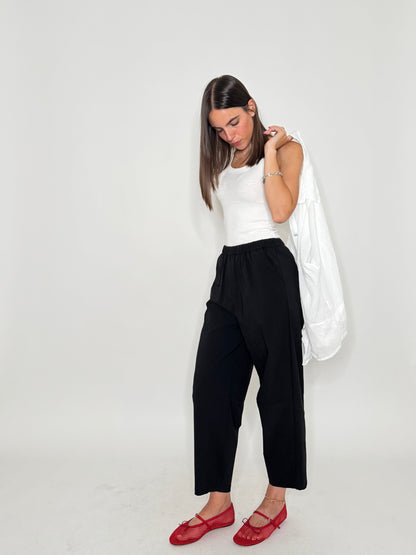 Pantalone Comfy ovetto in viscosa Nero