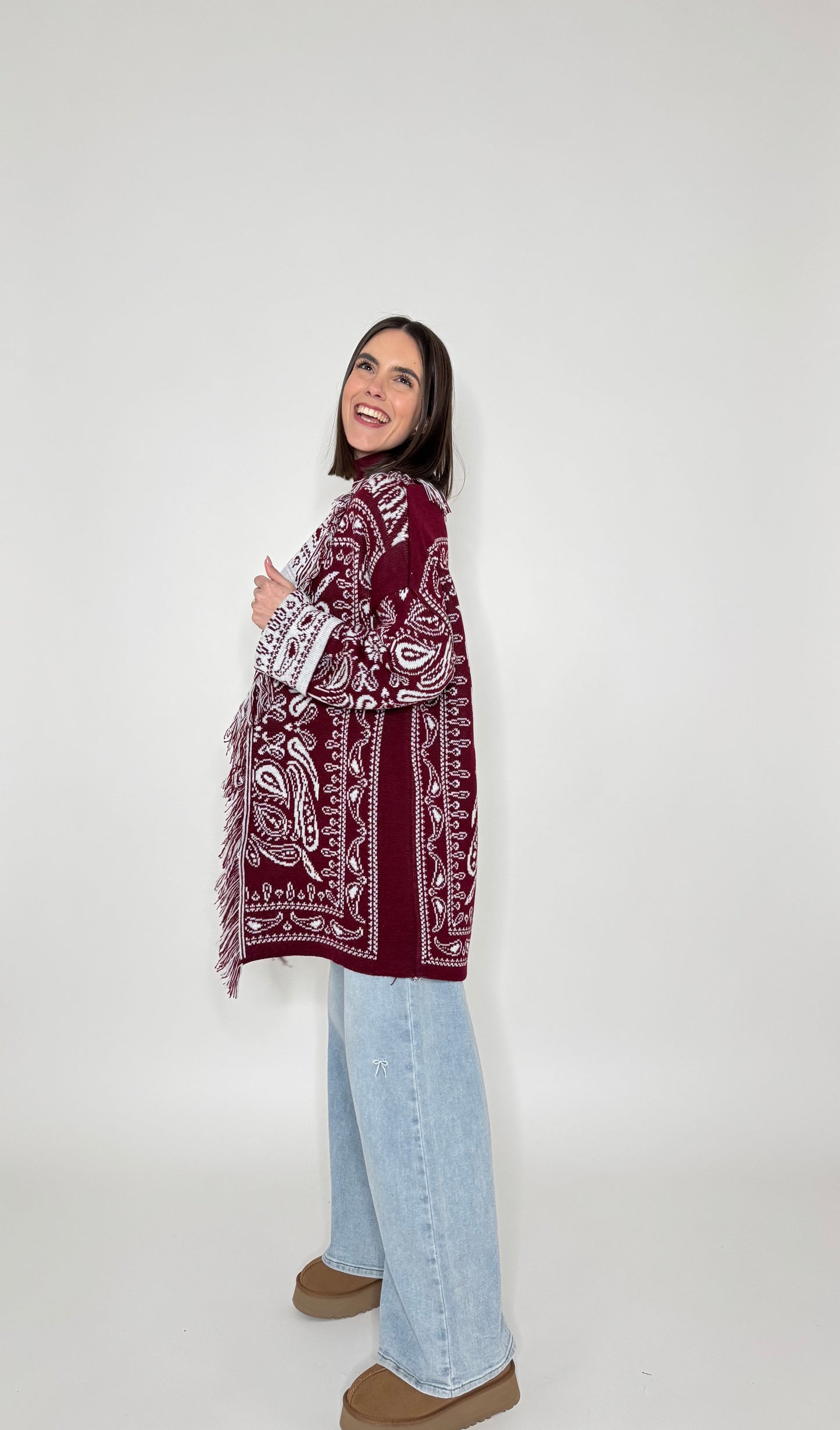 Cardigan bandana Jacquard Bordeaux