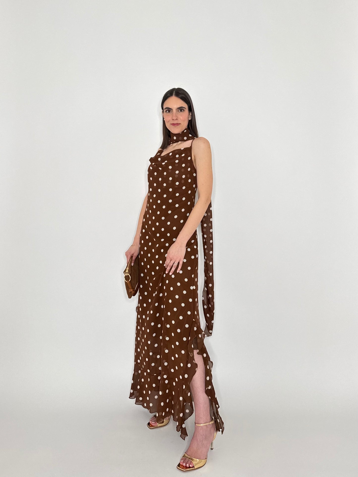 Abito Flamenco lungo pois Cioccolato