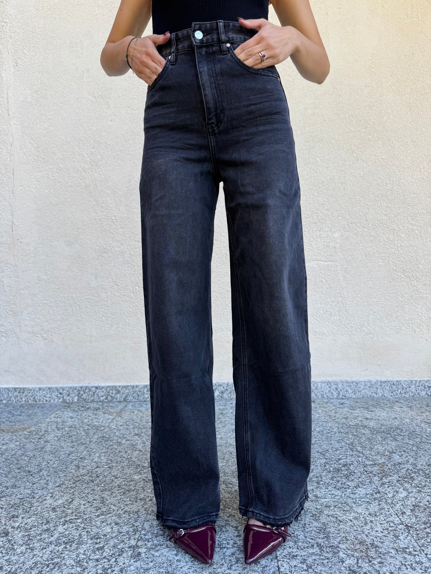 Jeans wide leg modello barrel