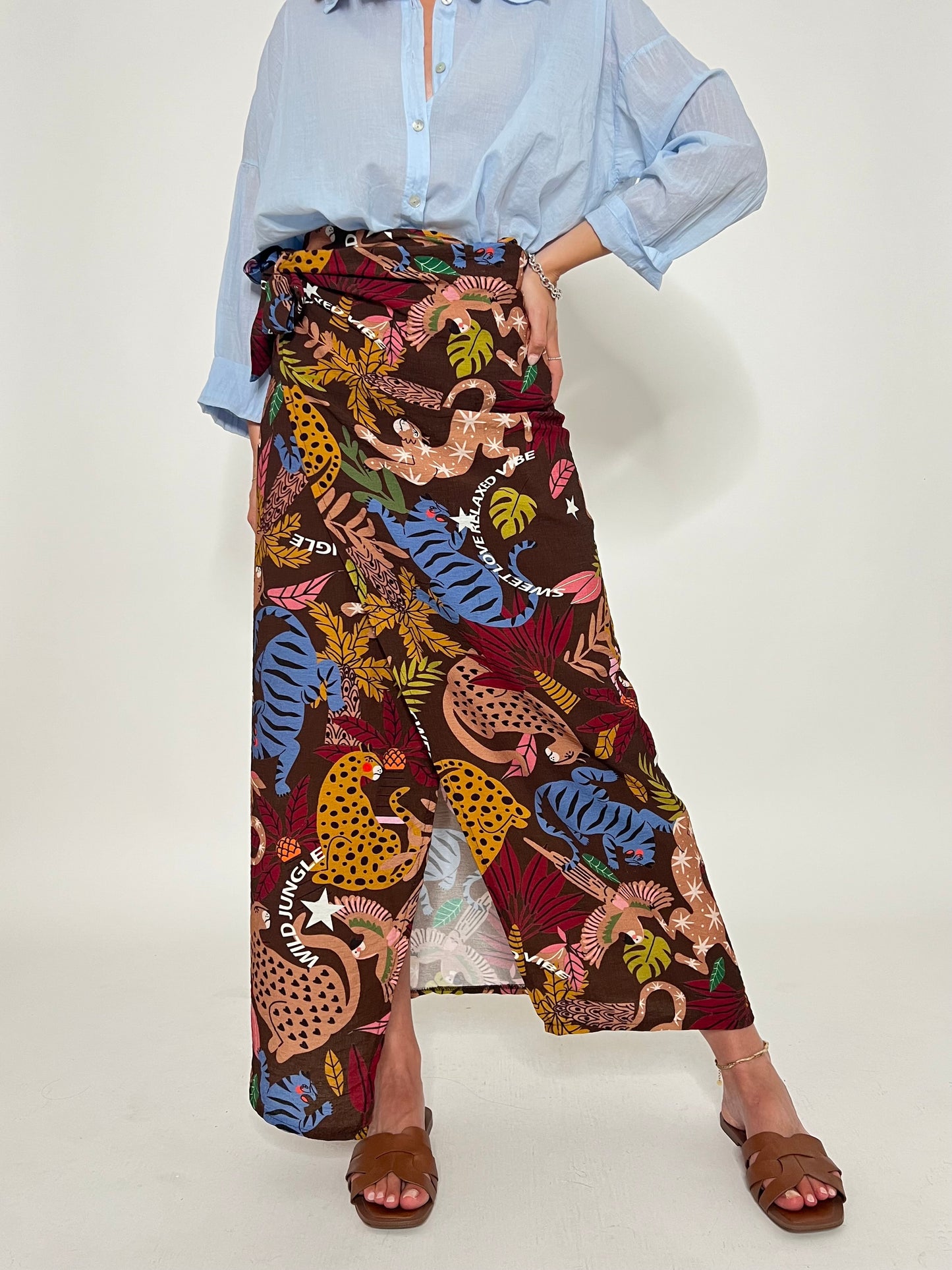 Gonna pareo in fresca viscosa jungle multicolor