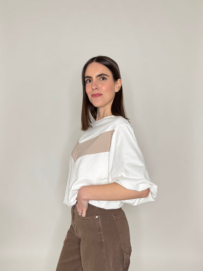 T-shirt palloncino in cotone Panna