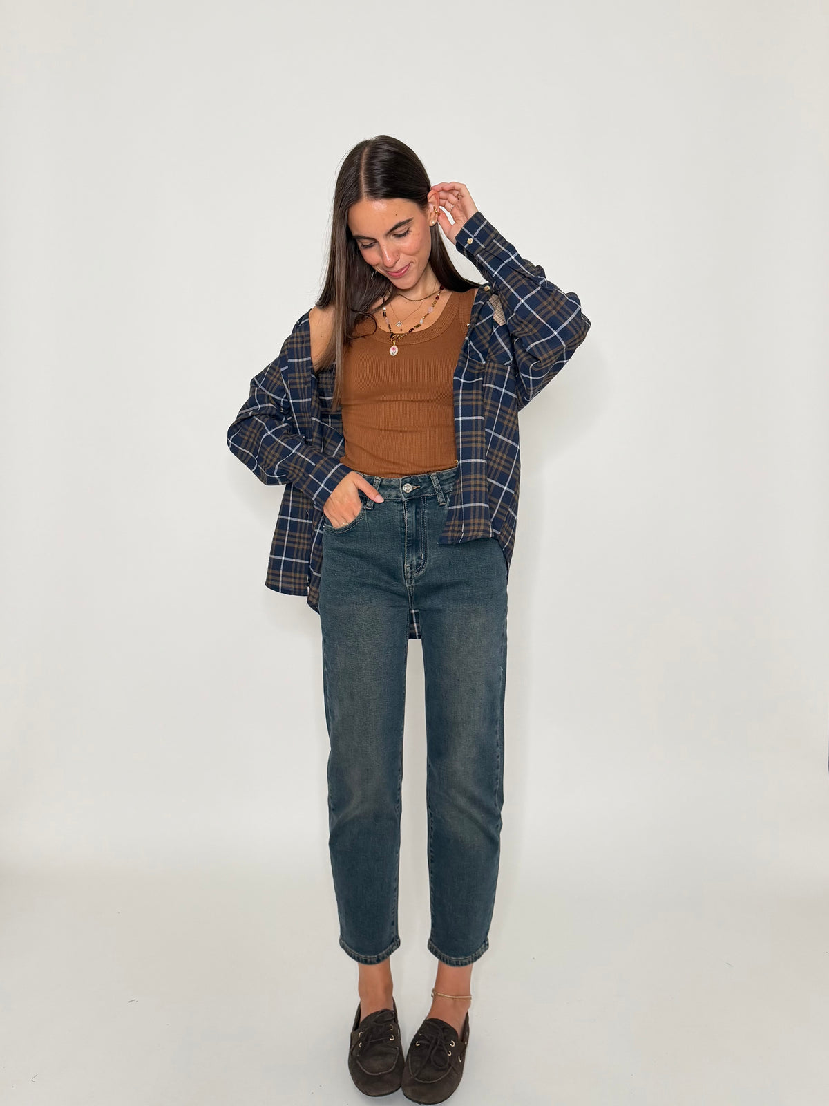 Jeans Mom Fit Vintage in Denim Blu