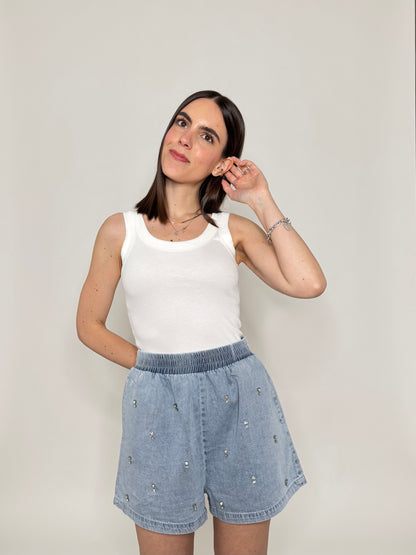 Completo denim in cotone con caboshon