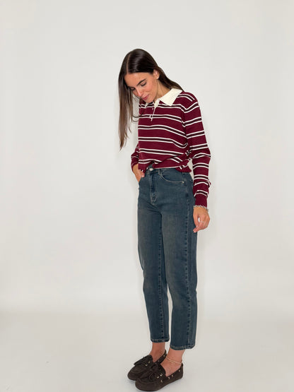 Jeans Mom Fit Vintage in Denim Blu