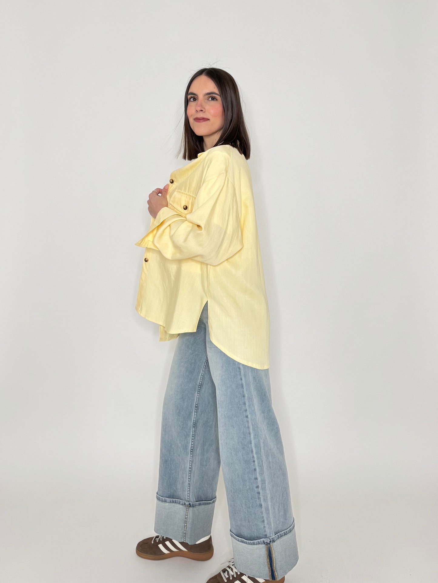 Camicia in 100% cotone taglio morbido Giallo Pulcino