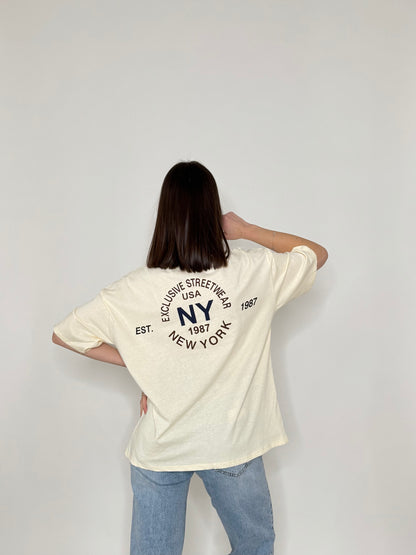 T-shirt in cotone "New York" Giallo pulcino