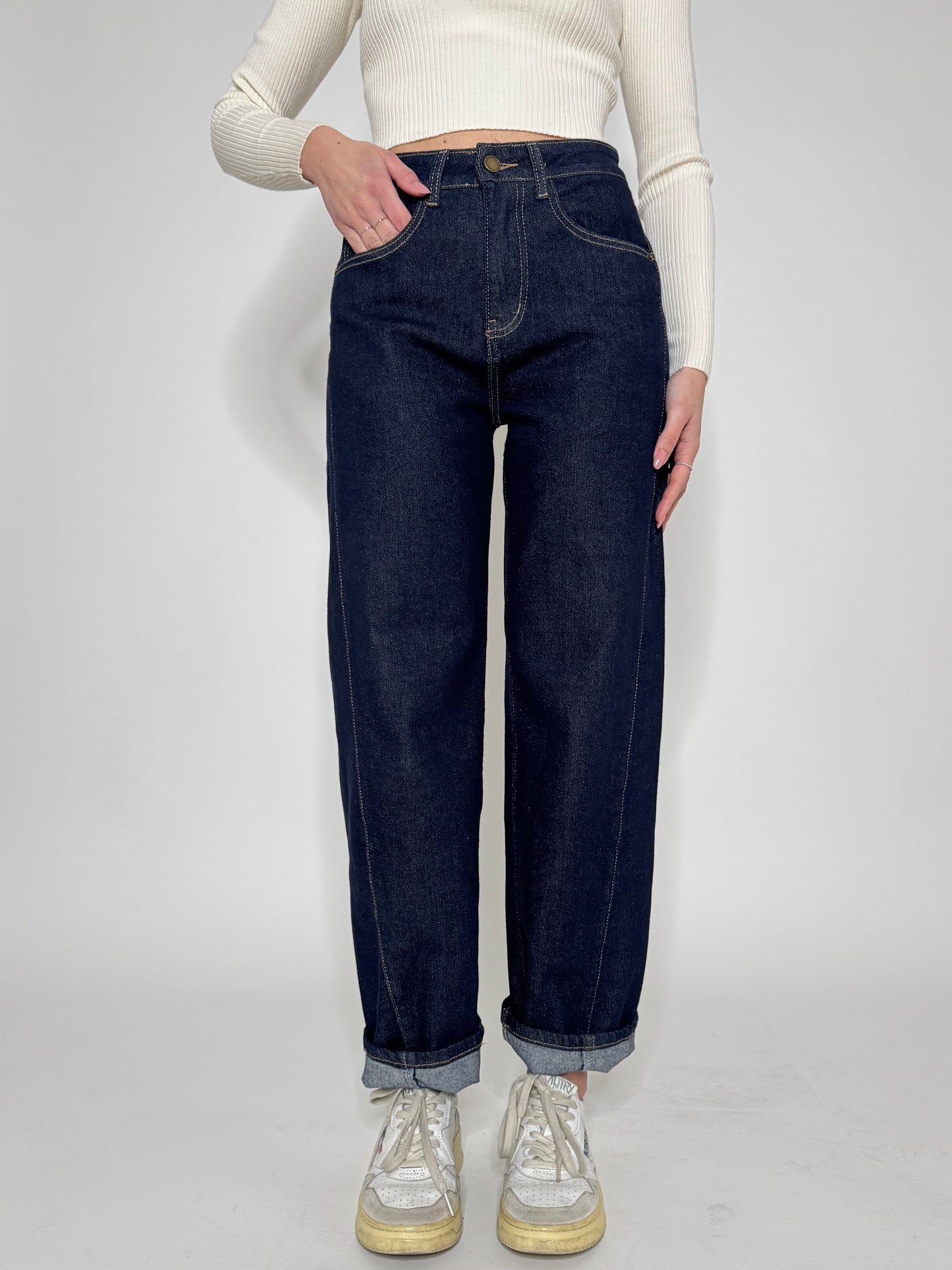 Jeans Barrel denim scuro