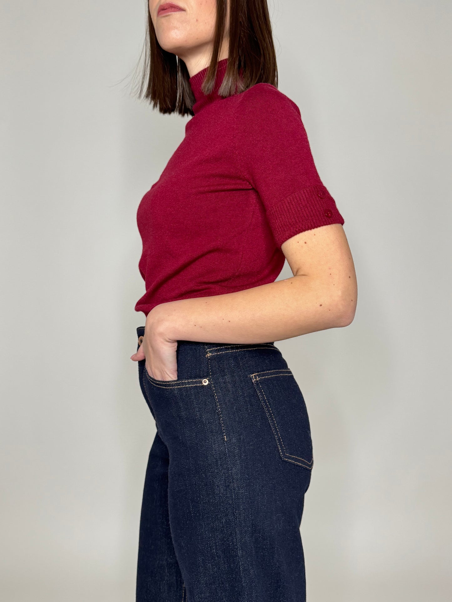 Lupetto in calda viscosa mezza manica Bordeaux