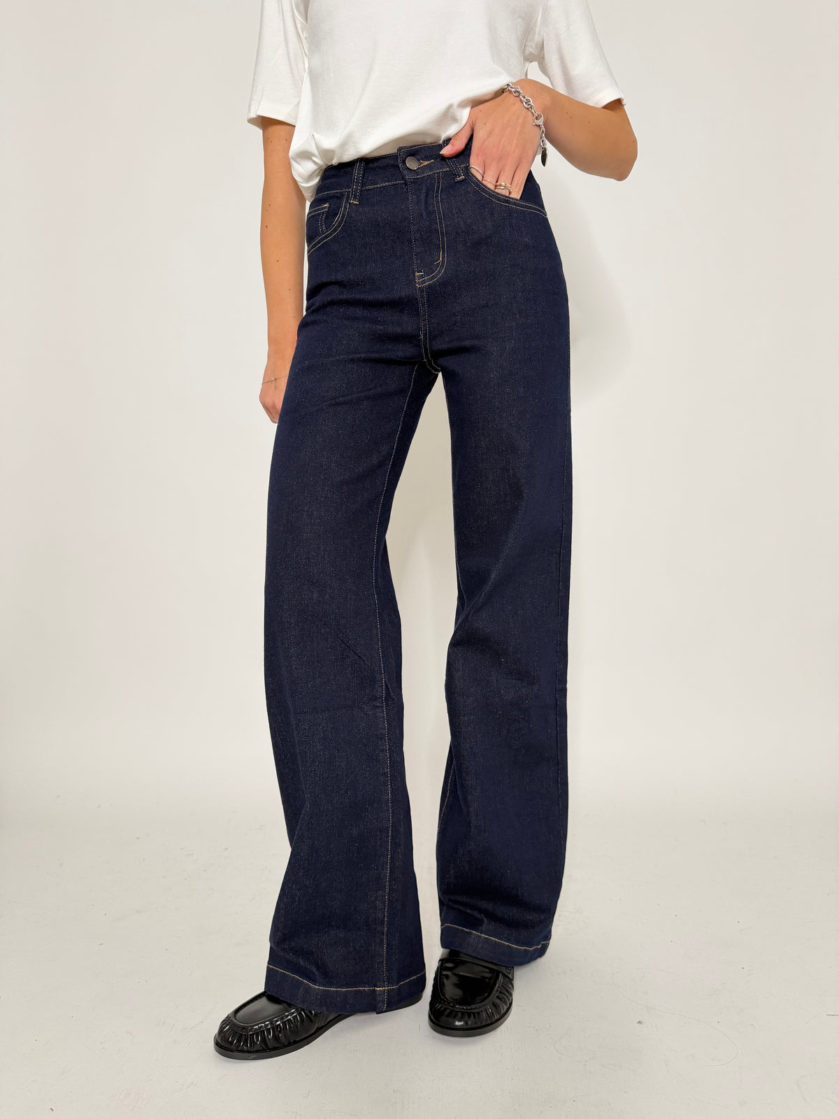 Jeans "Madrid" Wide Leg lavaggio zero