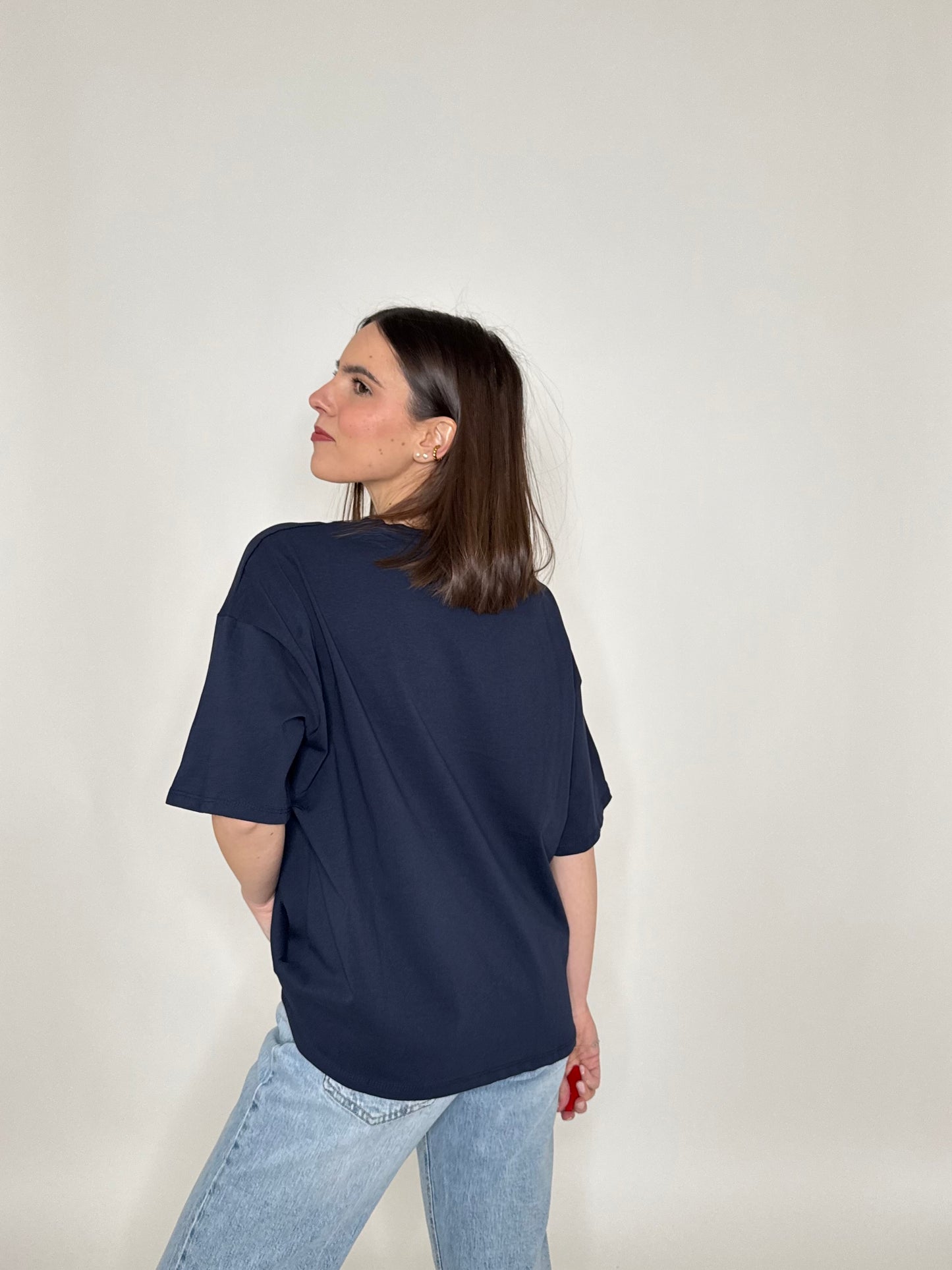 T-shirt in cotone "New York - University" Blu Navy