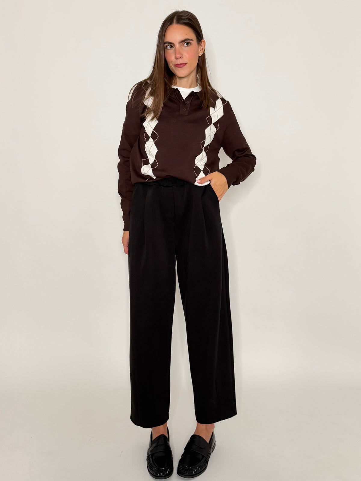 Pantalone ovetto relax fit in viscosa nero