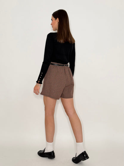 Shorts pied de poule bordeaux