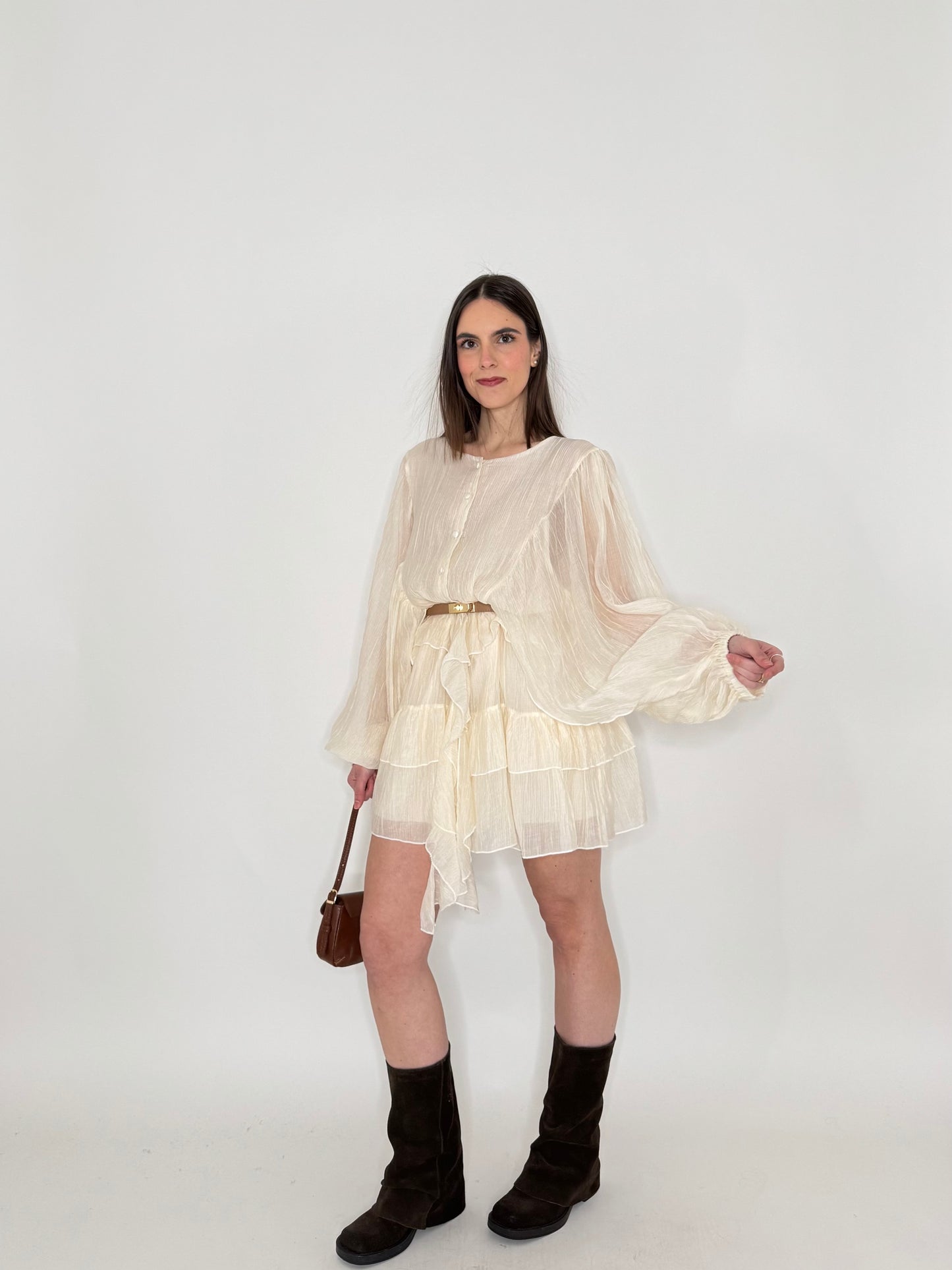 Abito mini in tencel effetto goffrato Burro
