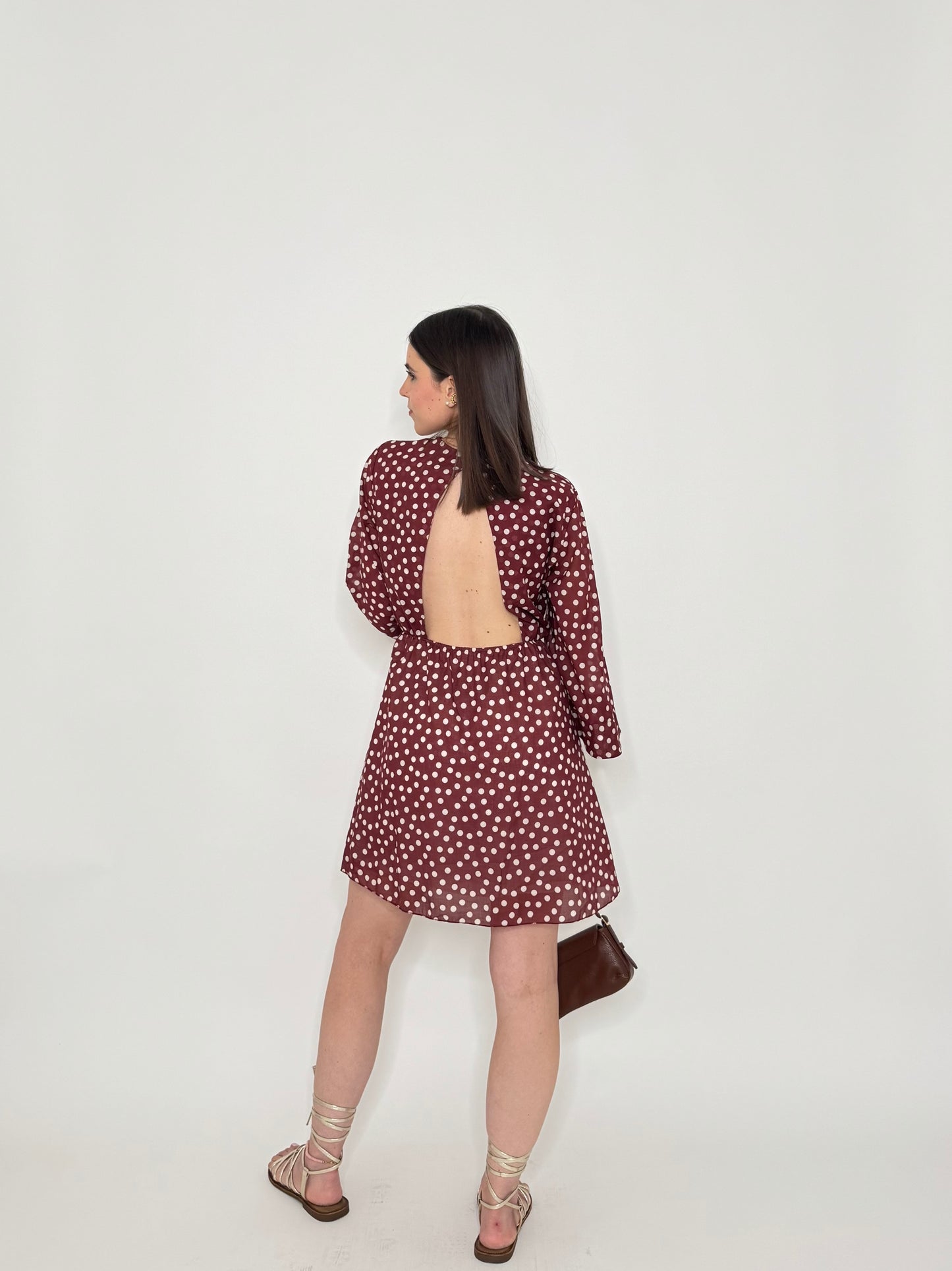 Abito Pois in cotone Bordeaux
