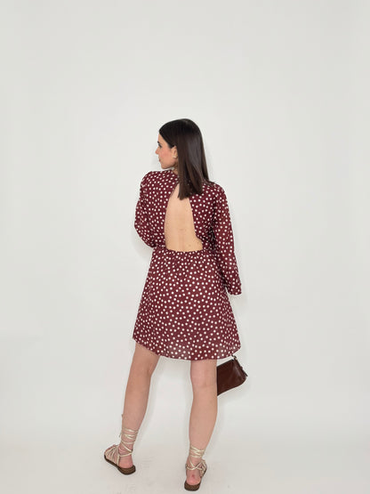 Abito Pois in cotone Bordeaux