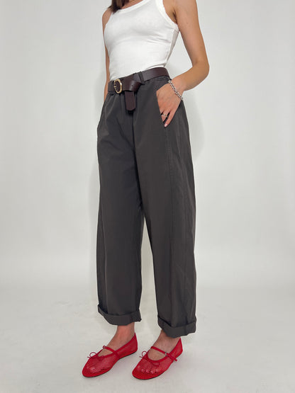 Pantalone popeline 100% cotone barrel fit