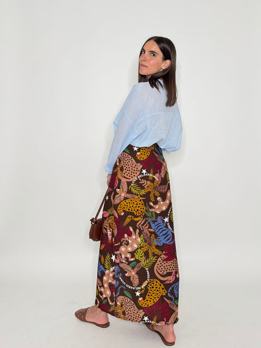 Gonna pareo in fresca viscosa jungle multicolor