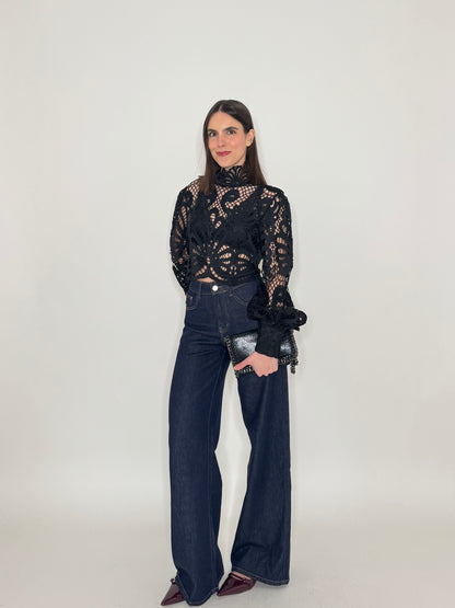Jeans palazzo lavaggio zero