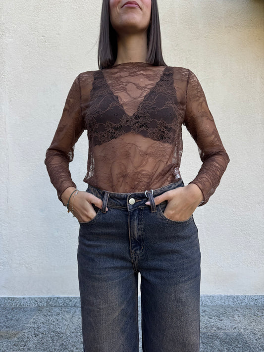 Maglia pizzo Moca mousse