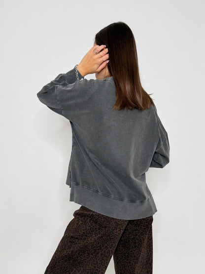 Felpa in Cotone con stampa base lilla grigio mélange