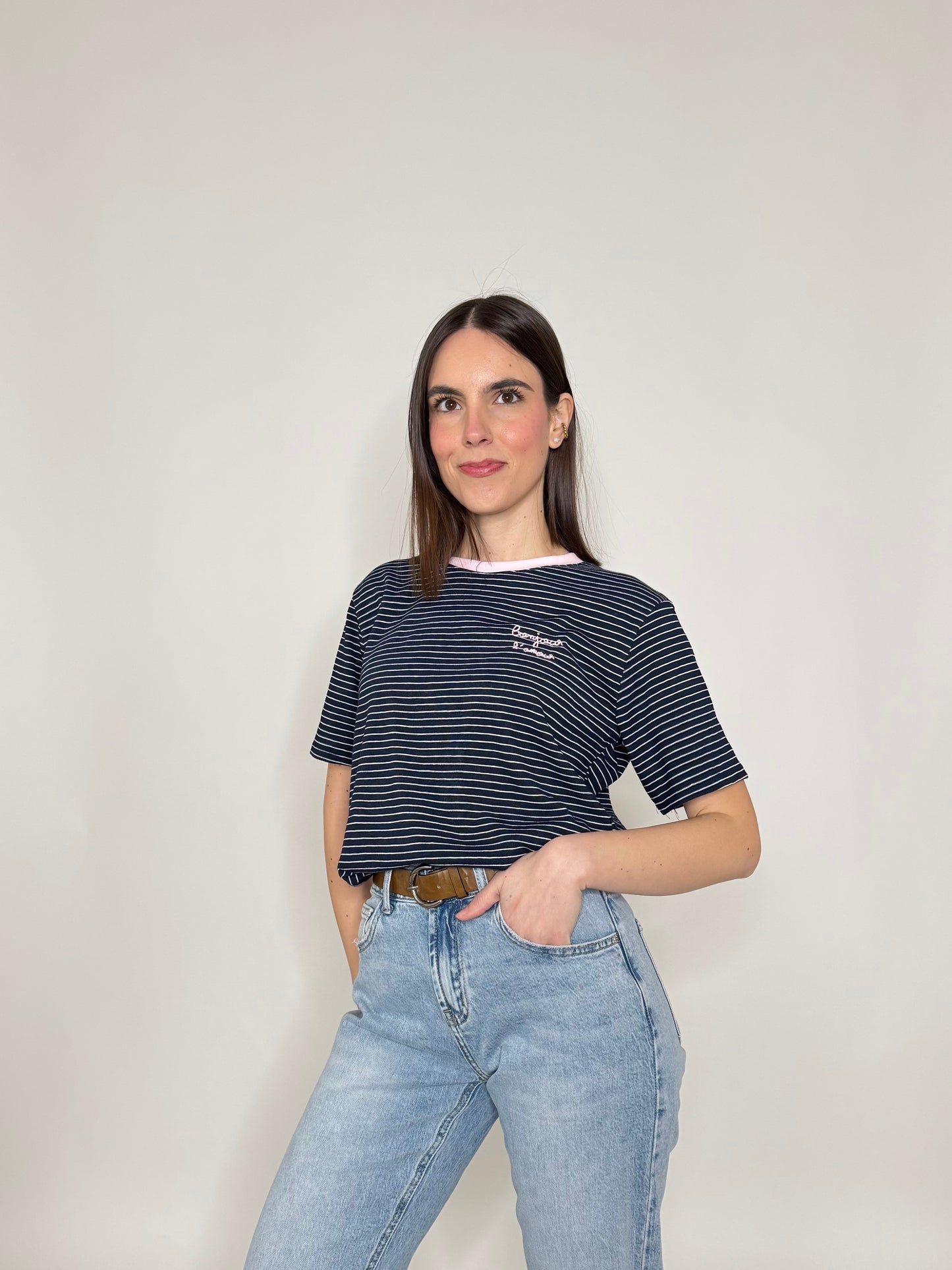 T-shirt righe light cotton Blu Navy