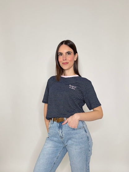 T-shirt righe light cotton Blu Navy