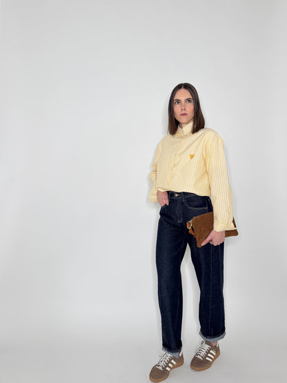 Camicia righe cuore in cotone Giallo
