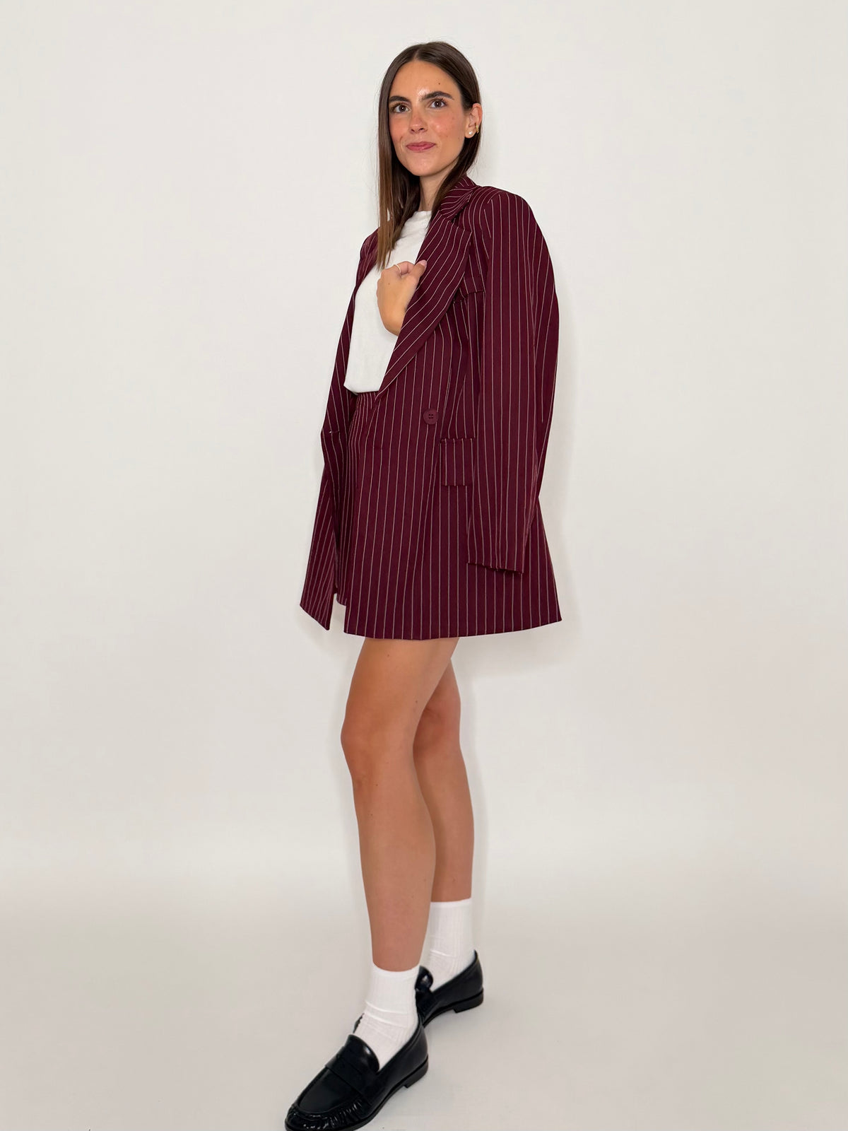Gonna pantalone gessata