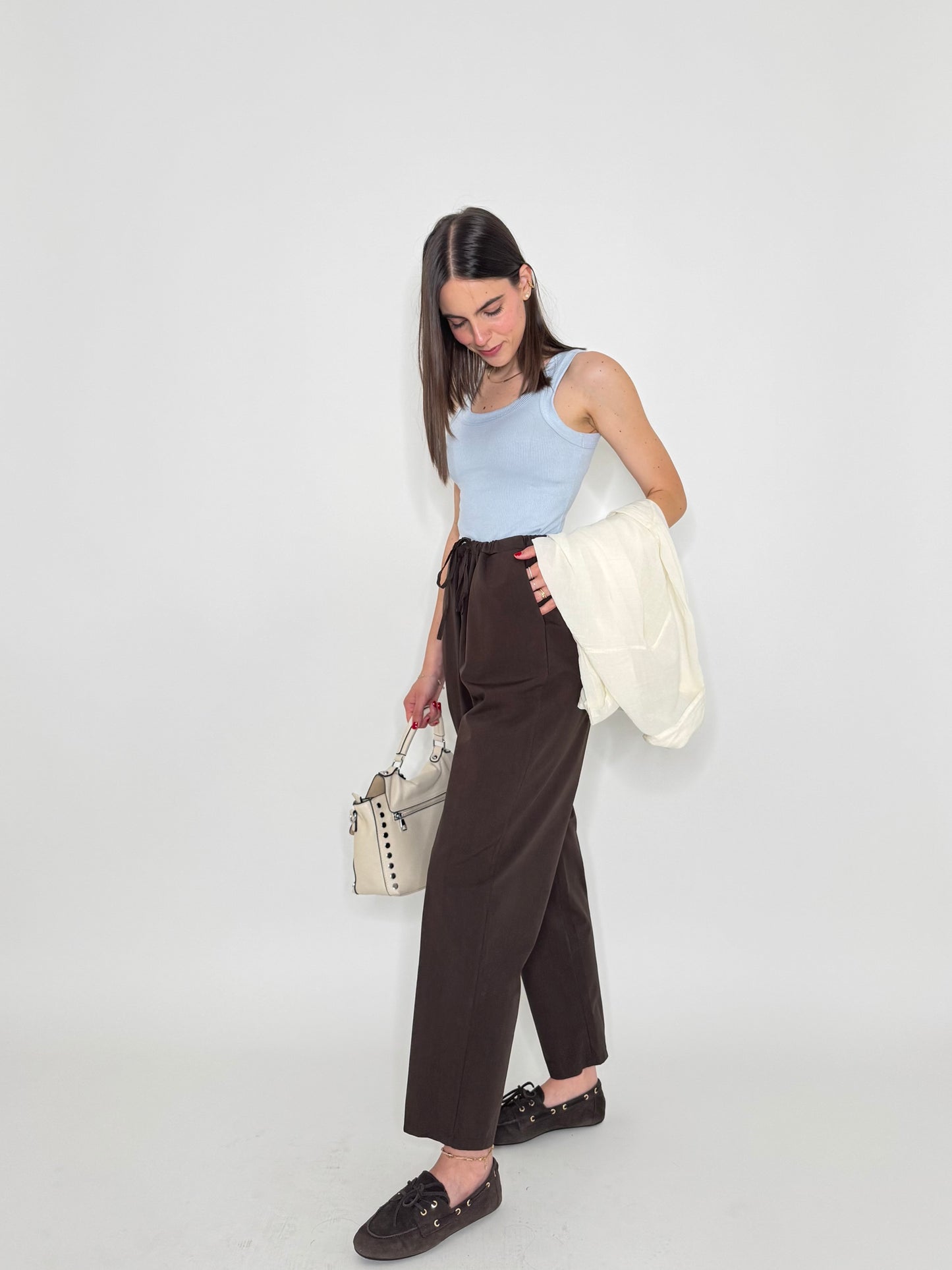 Pantalone fresco cotone Office Cioccolato