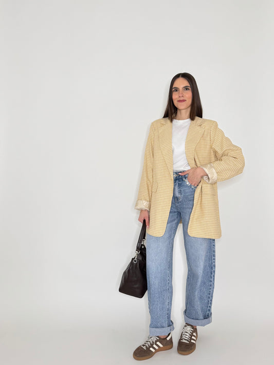 Giacca Spring check in cotone Giallo