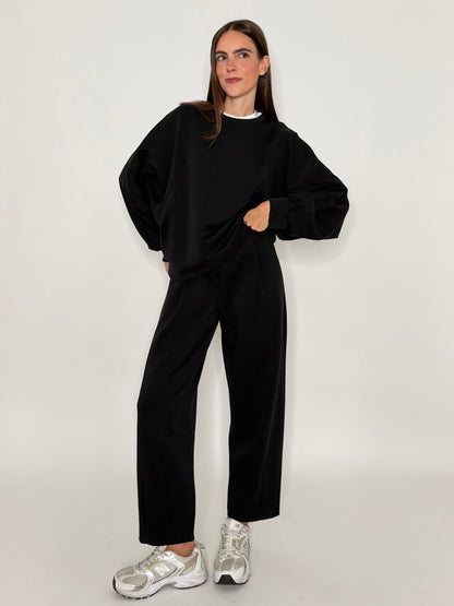Pantalone ovetto relax fit in viscosa nero