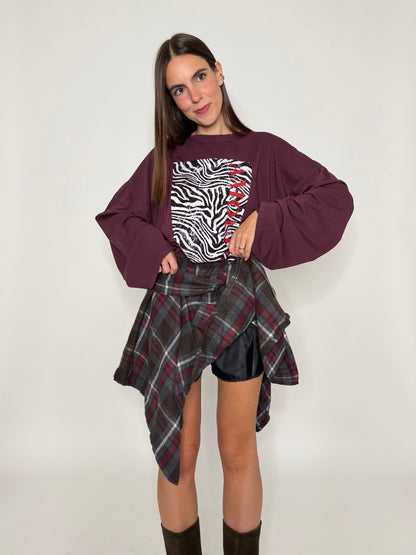 Gonna a camicia con pantaloncino fantasia tartan