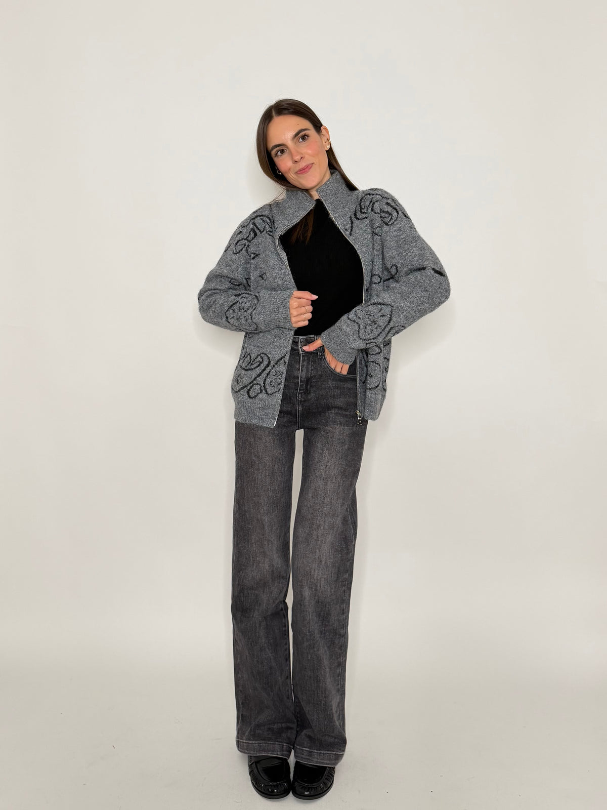 Jeans "Madrid" Wide Leg grigio