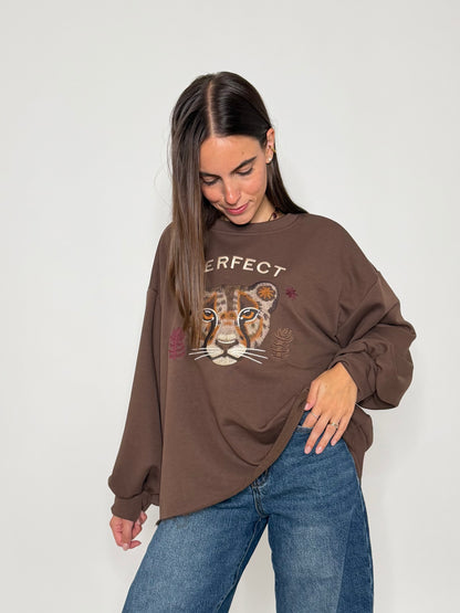 Felpa Donna in Cotone Made in Italy Moro