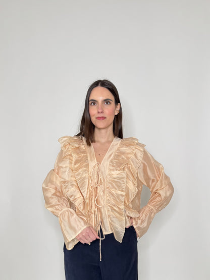 Camicia volant in lyocell con laccetti pesca