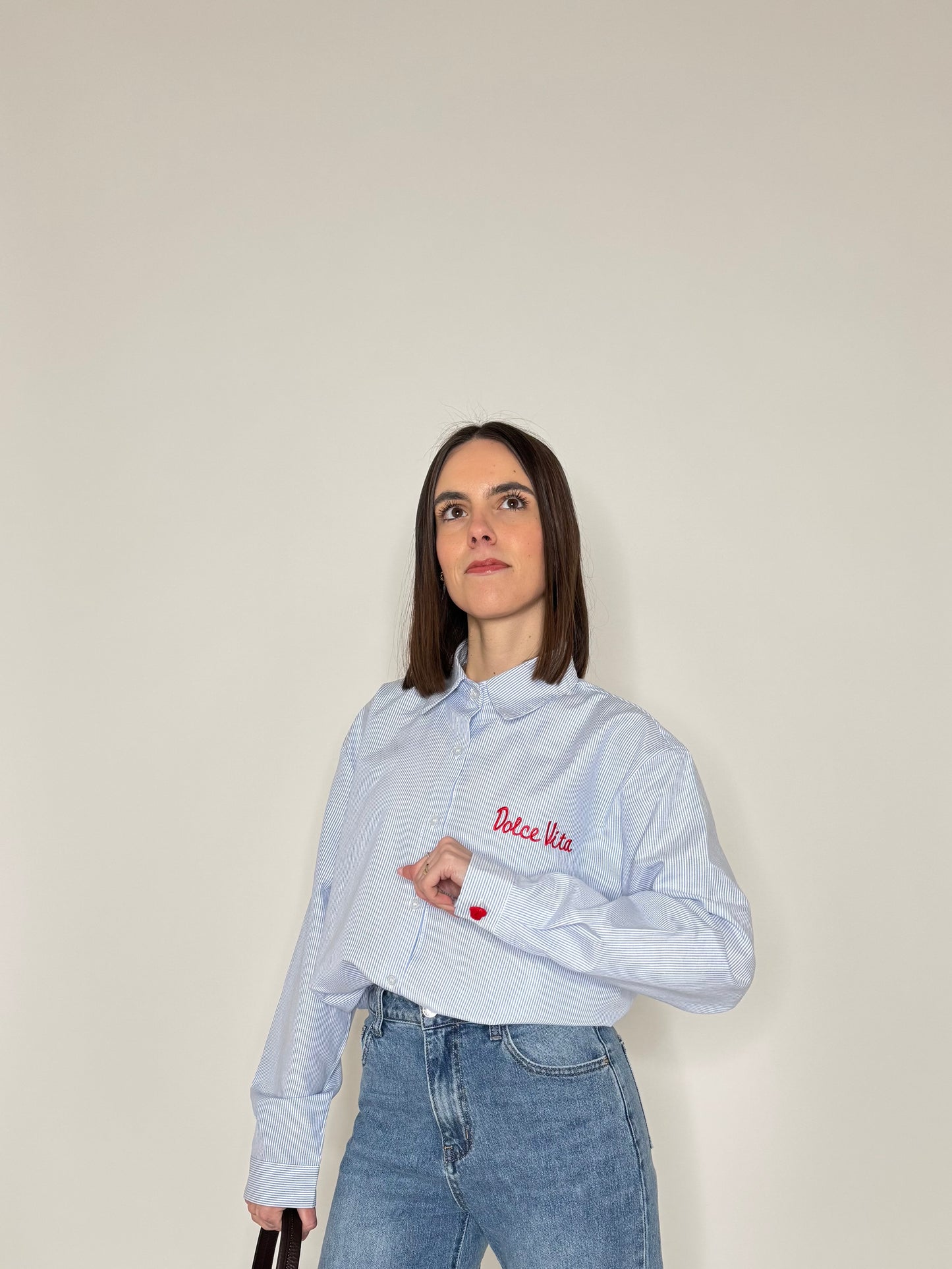 Camicia a righe Dolce vita in cotone Azzurro