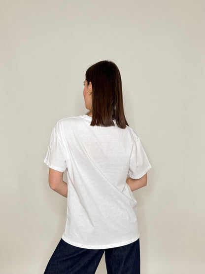 T-shirt in cotone tasca brillantini Giallo