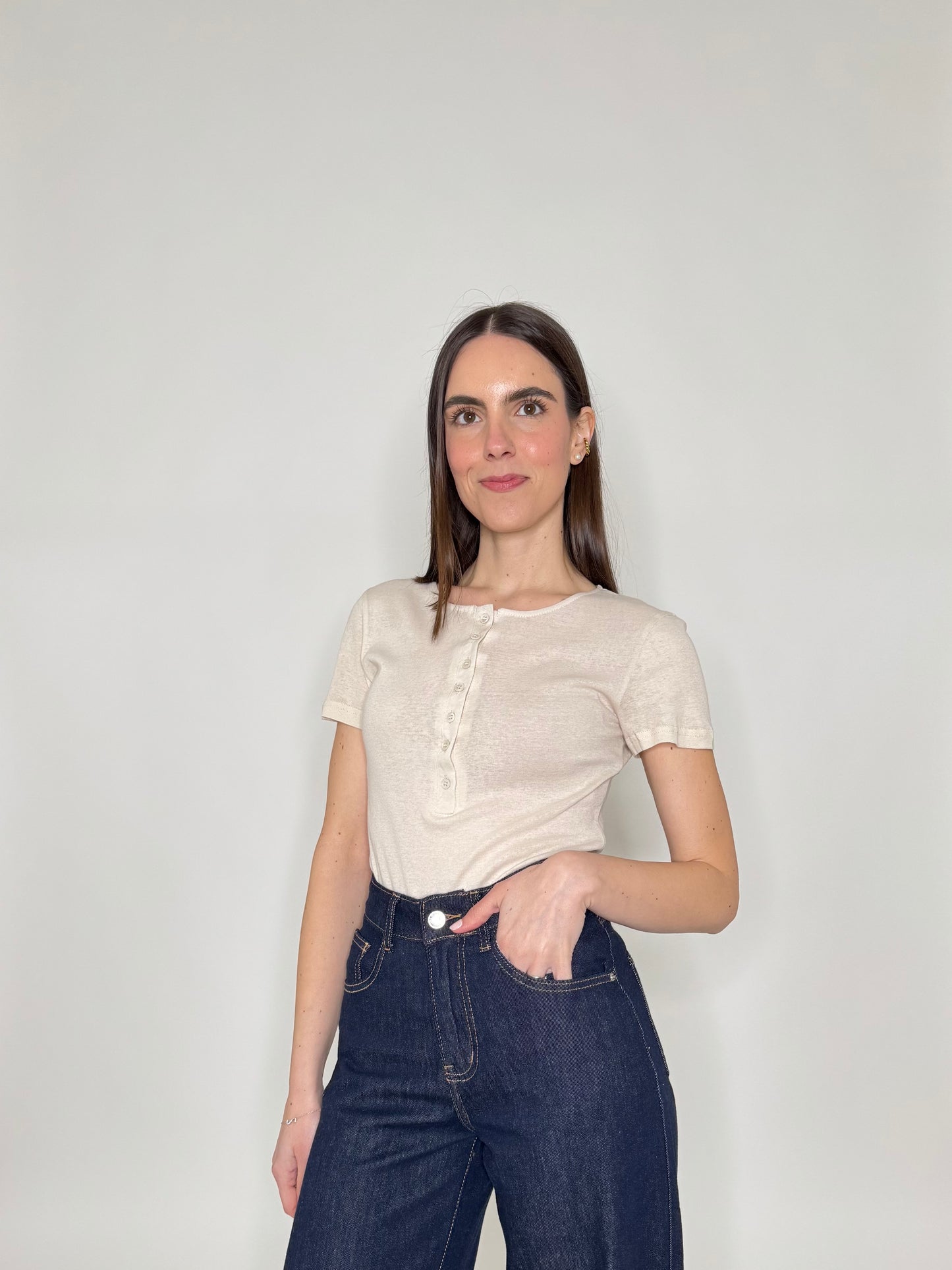 T-shirt Serafina in light 100% cotton Beige