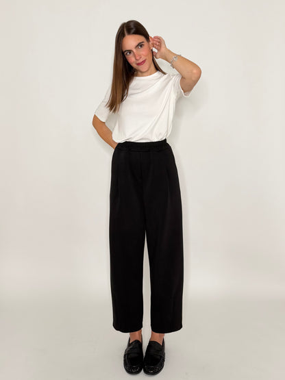 Pantalone ovetto relax fit in viscosa nero