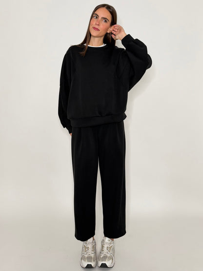 Pantalone ovetto relax fit in viscosa nero