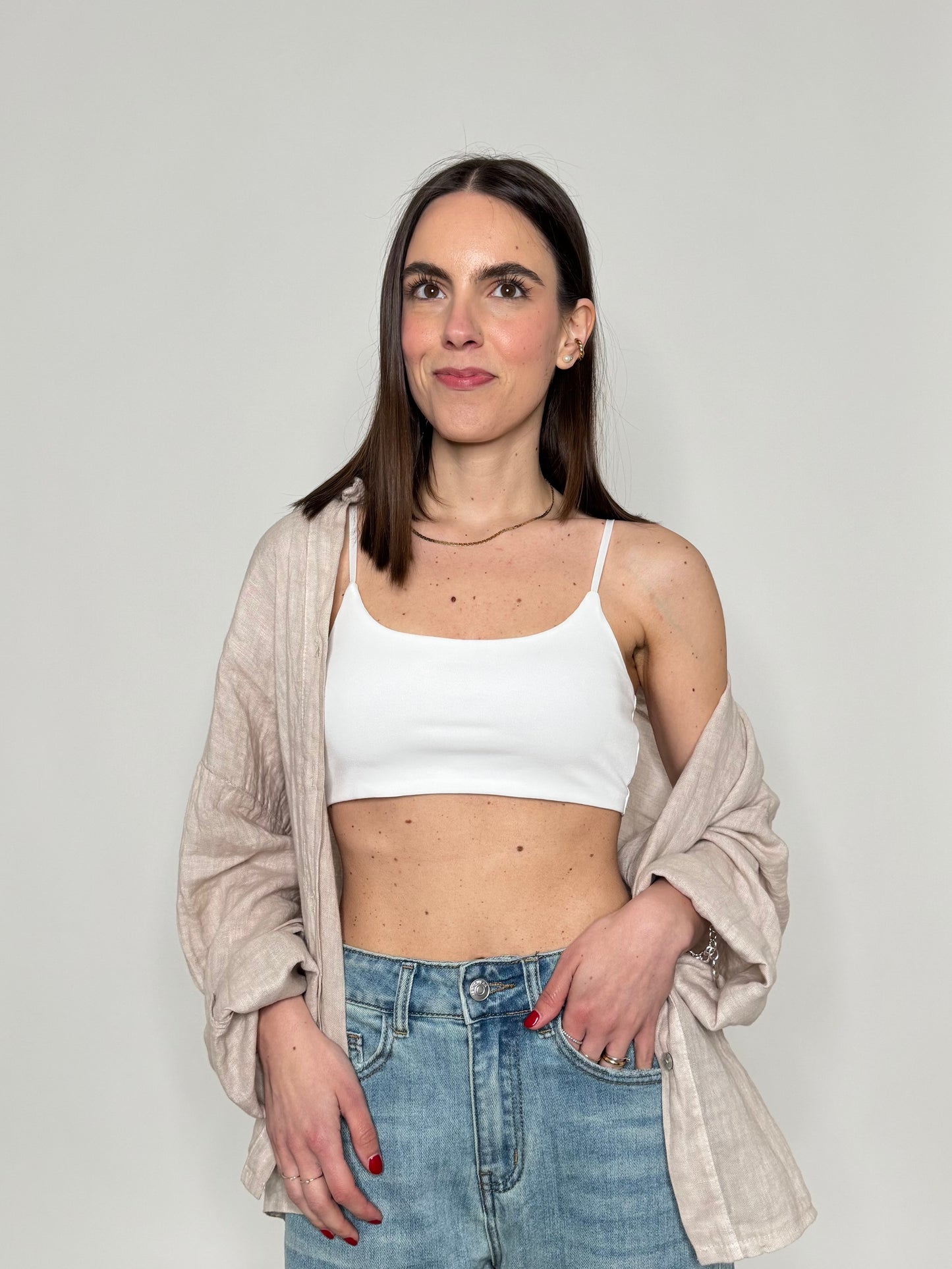 Top in cotone con spallina regolabile