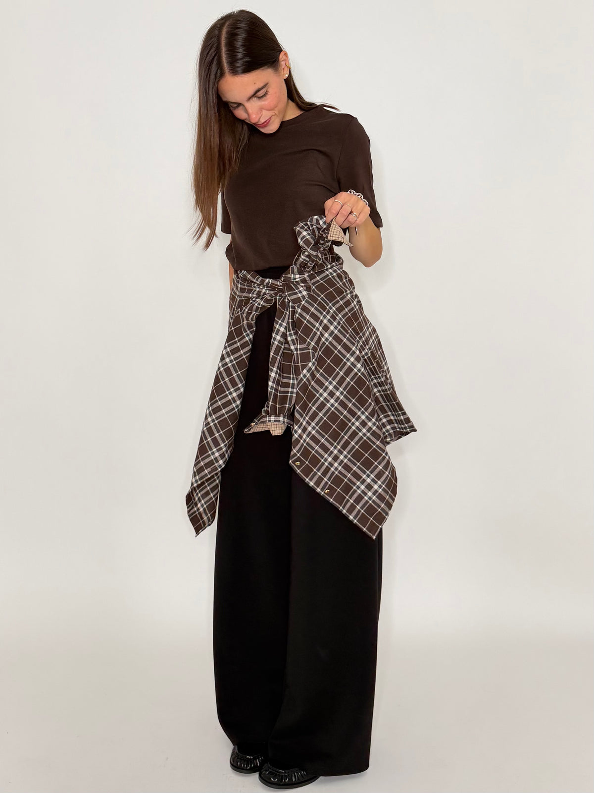 Pantalone palazzo relax fit in viscosa nero