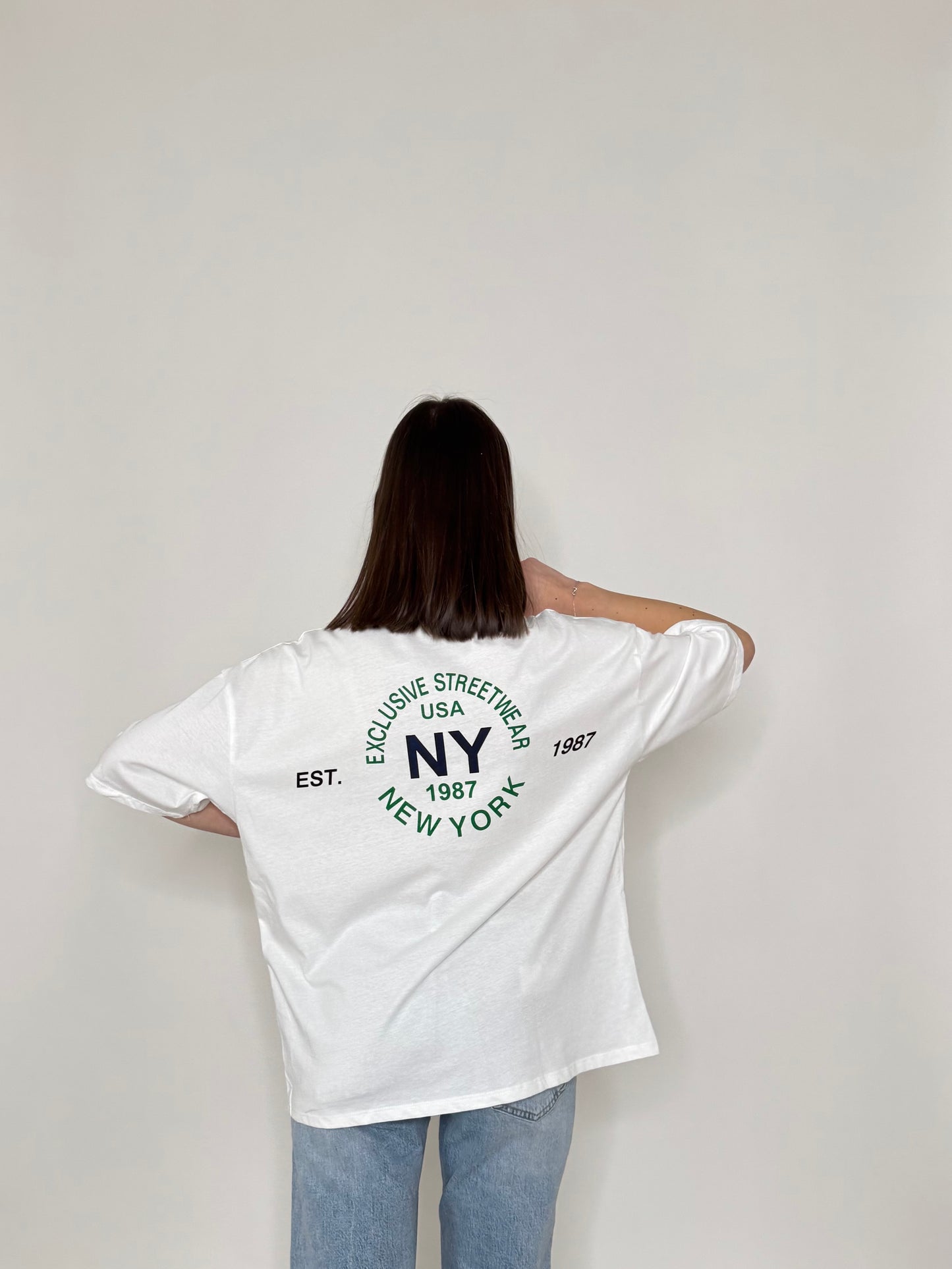 T-shirt in cotone "New York" Bianco