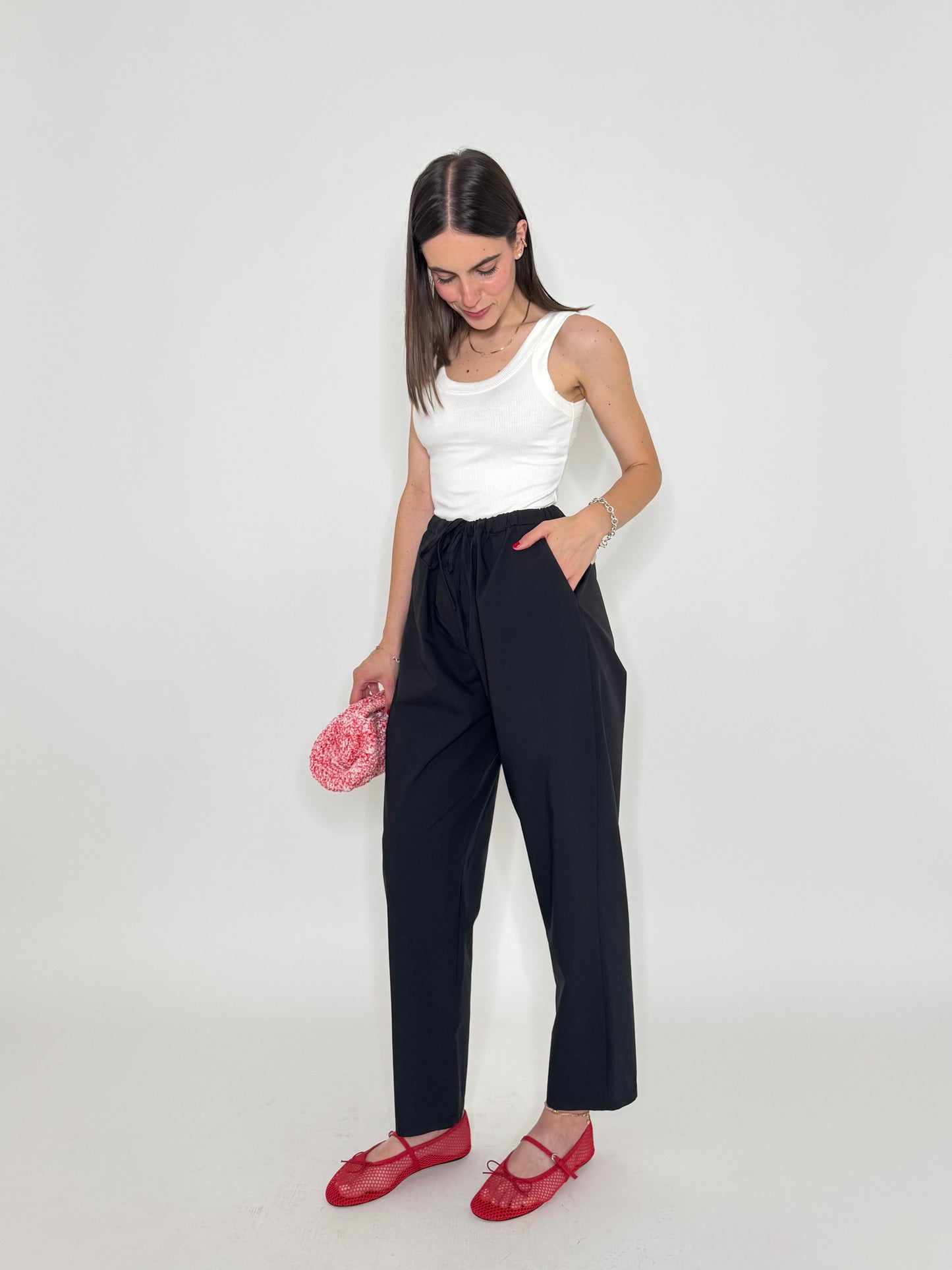 Pantalone fresco cotone Office Nero