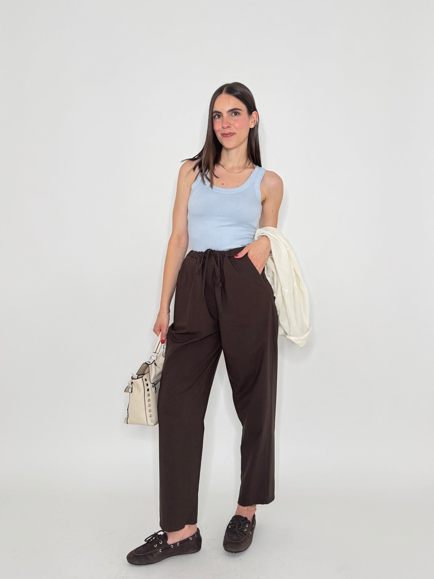 Pantalone fresco cotone Office Cioccolato