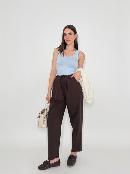 Pantalone fresco cotone Office Cioccolato